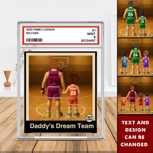 Basketball No. 1 Dad Man & Kids Trading Card Style - Personalized Custom Shaped Acrylic Plaque, Gift For Dad