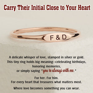 Dainty Stamped initial Ring, Personalized Birthday Memorial Ring, Gift for Him/Her