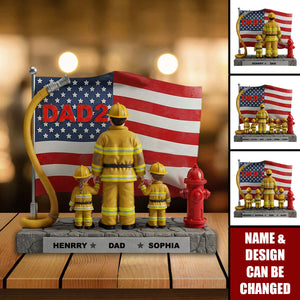 Firefighter Dad - Personalized Firefighter Custom Shaped Acrylic Plaque
