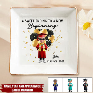 Graduation A Sweet Ending To A New Beginning - Personalized Jewelry Dish