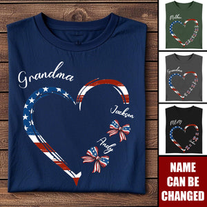 My Heart Belongs To These Little Patriots - Family Personalized Custom Unisex T-shirt - 4th Of July, Gift For Mom, Grandma