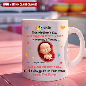 Sending Cuddles From The Inside - Family Personalized Custom Mug - Mother's Day, Baby Shower Gift, Gift For First Mom