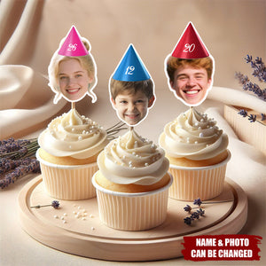 Personalized Photo Cake Toppers with Food Safe Stick Set of 15 Birthday Party Favors