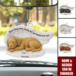 Your Wings Were Ready But My Heart Was Not - Personalized Acrylic Car Ornament, Memorial Gift