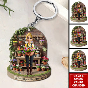 Flower Garden Girl Keychain Personalized Gifts For Gardeners