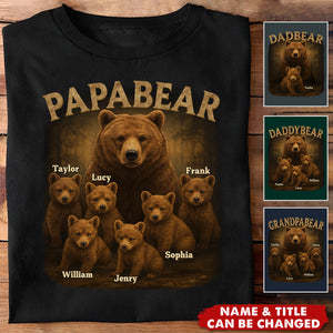 Papa Bear, Always There To Protect His Cubs - Family Personalized Custom Unisex T-shirt - Father's Day, Gift For Dad, Grandpa