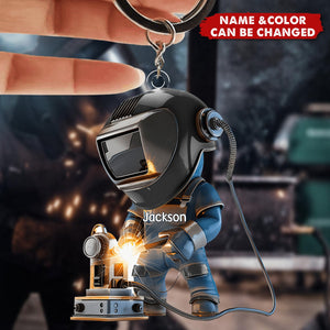 Working Welder Personalized Keychain, Gift For Welder