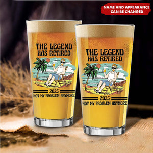 The Legend Has Retired Vintage Beach - Personalized Beer Glass