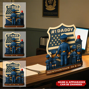 Police Dad Plaque - Personalized Custom Shaped Acrylic Plaque, Gift For Dad