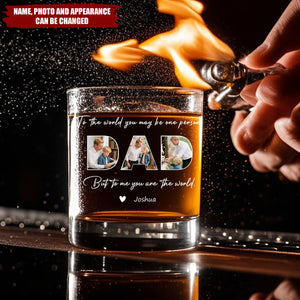Custom Photo Happy Father's Day Family - Personalized Whiskey Glass