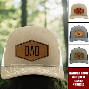 First Fathers Day Gifts for New Dad - Family Personalized Custom Leather Patch Hat - Father's Day, Gift For Dad, Grandpa
