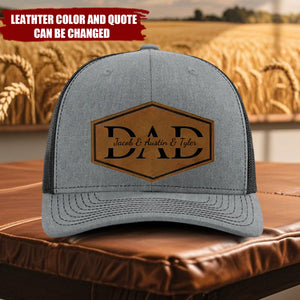 First Fathers Day Gifts for New Dad - Family Personalized Custom Leather Patch Hat - Father's Day, Gift For Dad, Grandpa