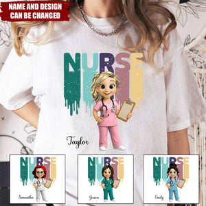 Medical Symbols And Nurse Cartoon - Personalized Shirt - Gift For Nurse