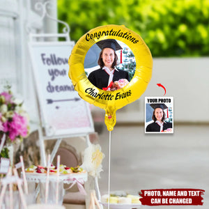 Multicolor Photo Inflatable Helium Quality Balloons with Text - Personalized Balloons, Gift for Graduates