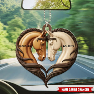 Horse Couple - Personalized Acrylic Ornament, Car Hanger, Gifts For Couple