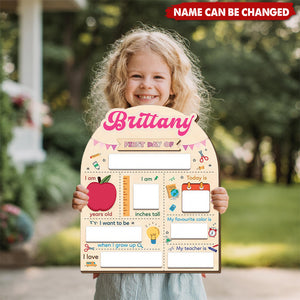 Personalized First Day of School Sign, Last Day School Board, Custom Wooden Back to School Sign for Kids