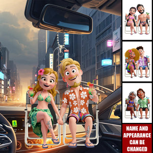 Summer Couples - Personalized Acrylic Ornament, Car Hanger