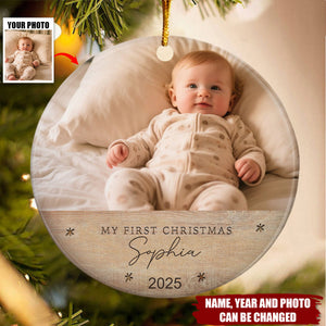 Baby’s First Christmas - Personalized Circle Ceramic Ornament