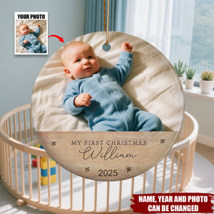 Baby’s First Christmas - Personalized Circle Ceramic Ornament