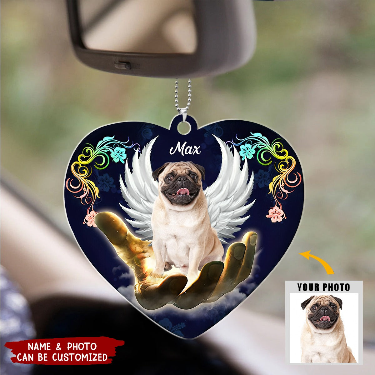 With Wings Cover By Hand Memorial - Personalized Acrylic Ornament