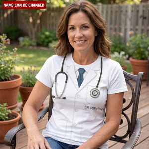 Realistic Doctor Coat And Stethoscope Design, Personalized Custom Unisex All-Over Printed T-Shirt, Gift For Healthcare Workers