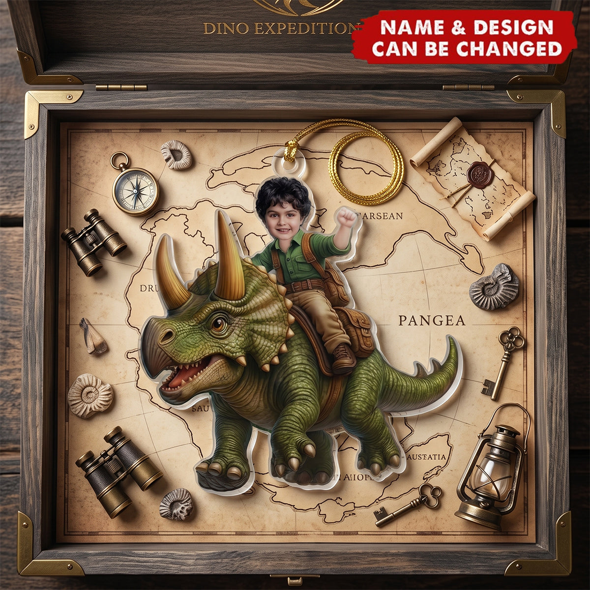 Custom Photo Kid Riding Dinosaur - Personalized  Acrylic Ornament