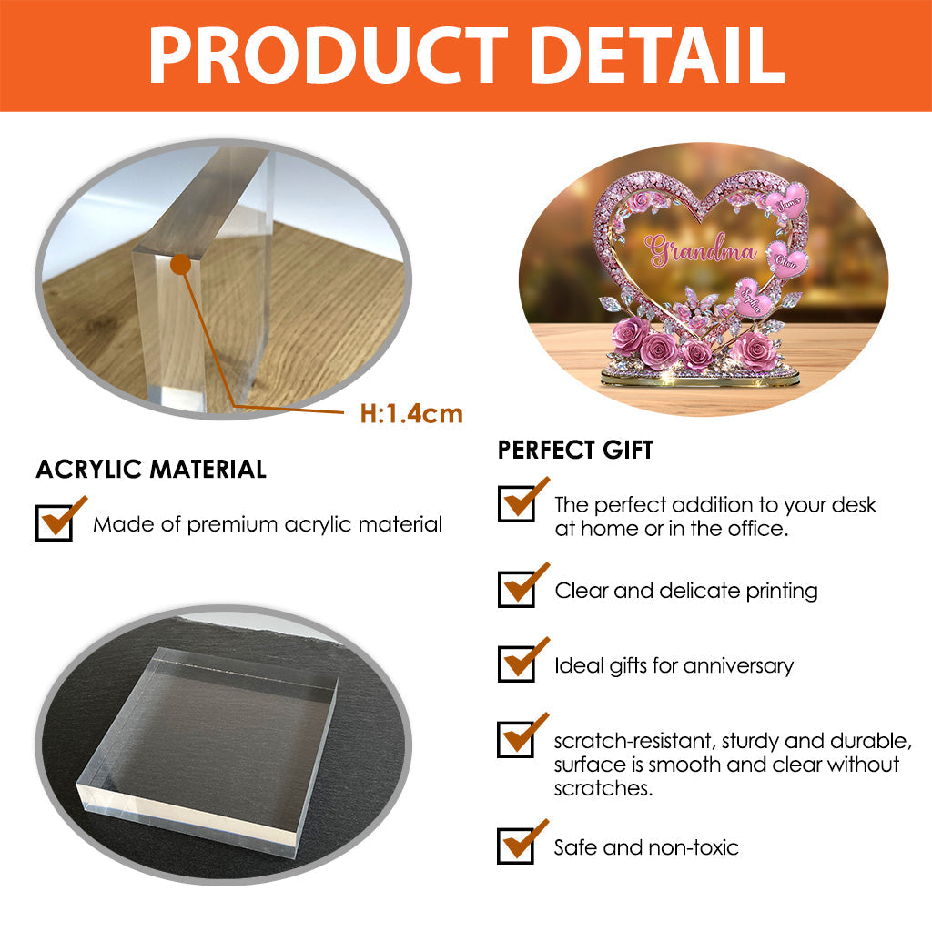 Grandma's Mom's Sweethearts - Personalized Grandma Custom Shaped Acrylic Plaque