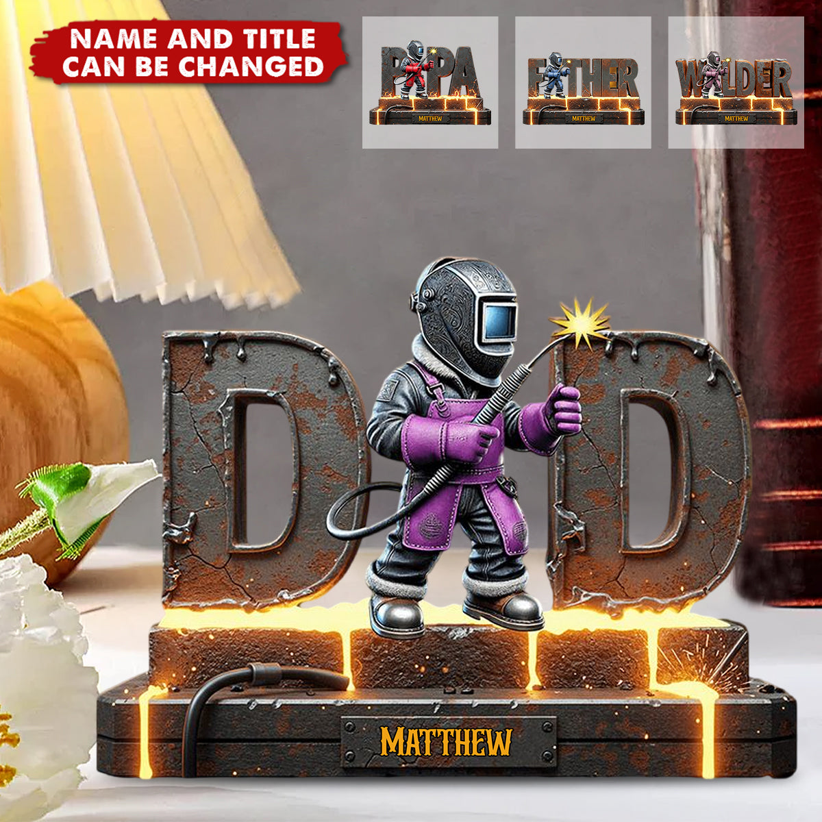 Gift For Welder Man, Dad, Grandpa - Personalized Custom Shaped Acrylic Plaque