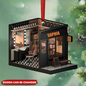 Personalized Barber Shop Christmas Ornament, Barber Shop Christmas, Barber Shop Ornament, Christmas Gift For Hairdresser, Tree Hanging Decor