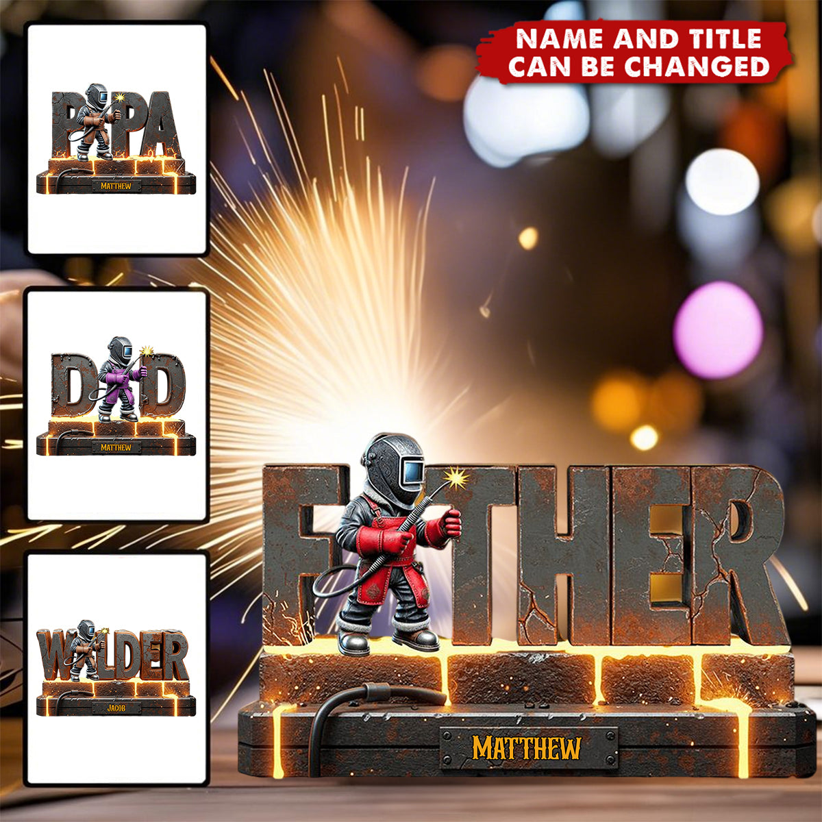Gift For Welder Man, Dad, Grandpa - Personalized Custom Shaped Acrylic Plaque