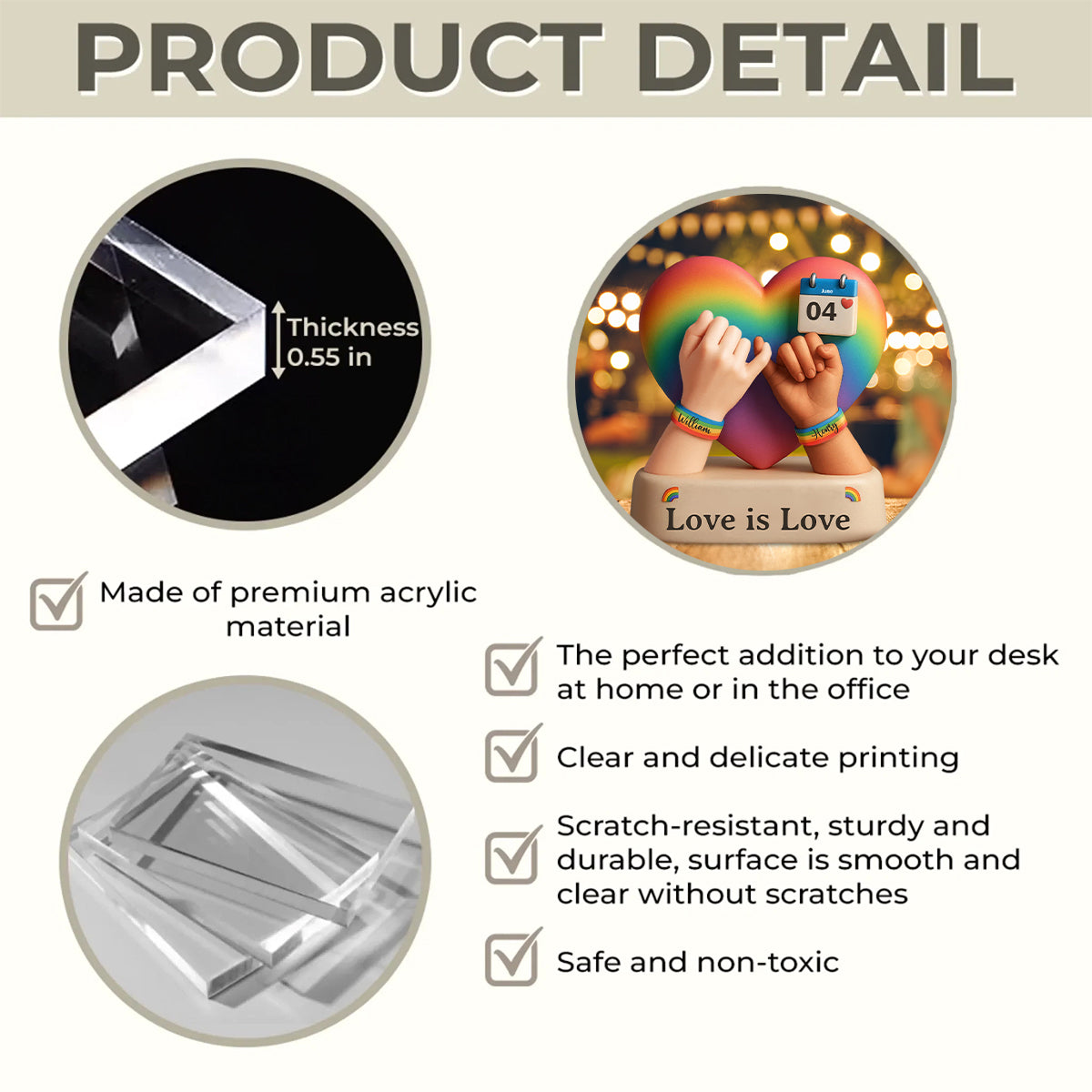 Love Is Love - Personalized LGBT Support Custom Shaped Acrylic Plaque