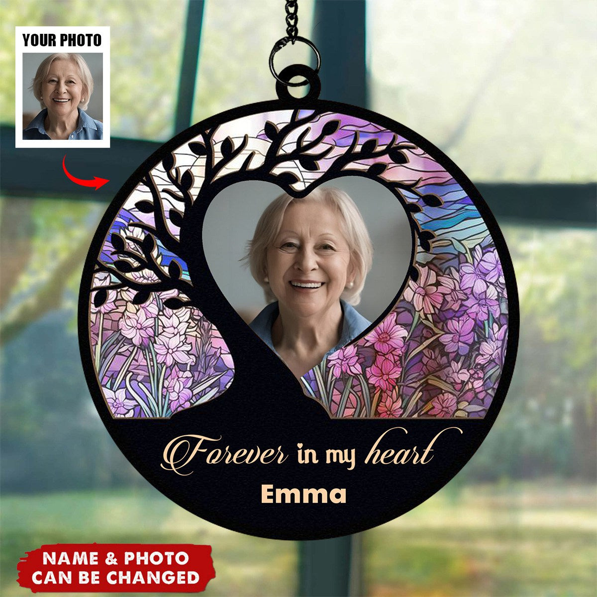 Memorial Keepsake I'm Always With You - Personalized Window Hanging Suncatcher Photo Ornament