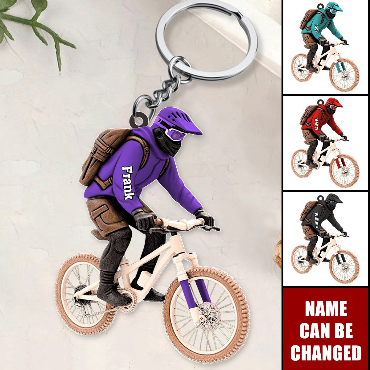 Personalized Racing Bicycle Shaped Acrylic Keychain