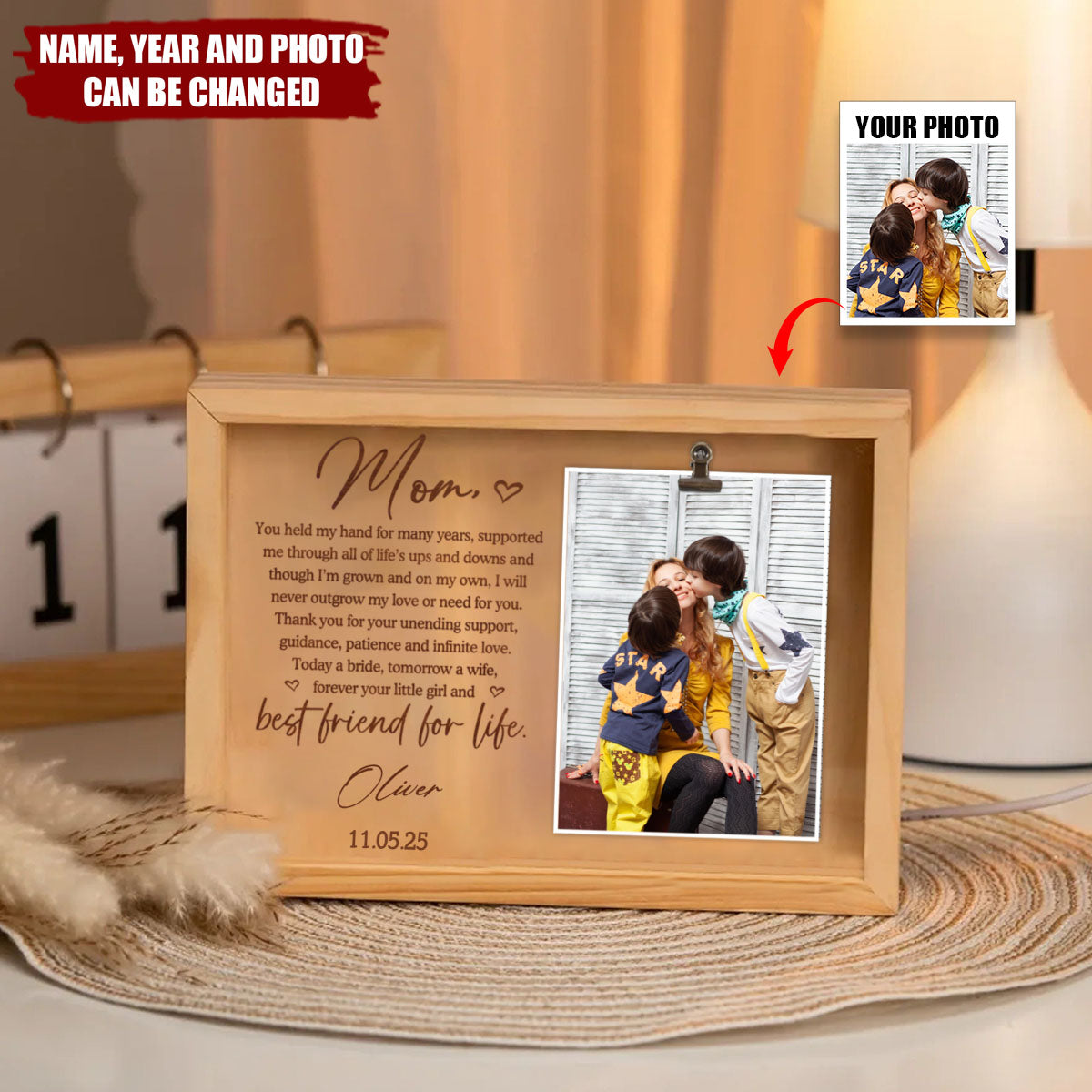 Forever Your Little Girl And Best Friend For Life - Personalized Frame Light Box, Gift for Mom