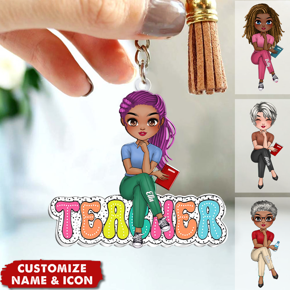 Dalmatian Sitting Acrylic Keychain Personalized Gift For Teacher