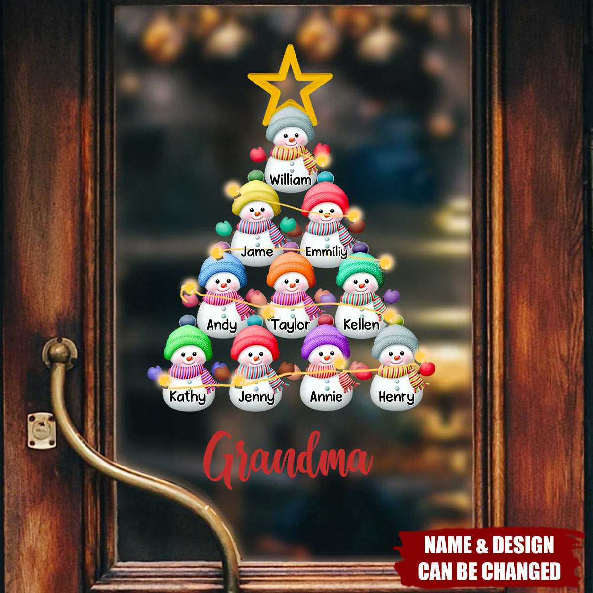 Snowman Kids Christmas Tree - Personalized Custom Decal
