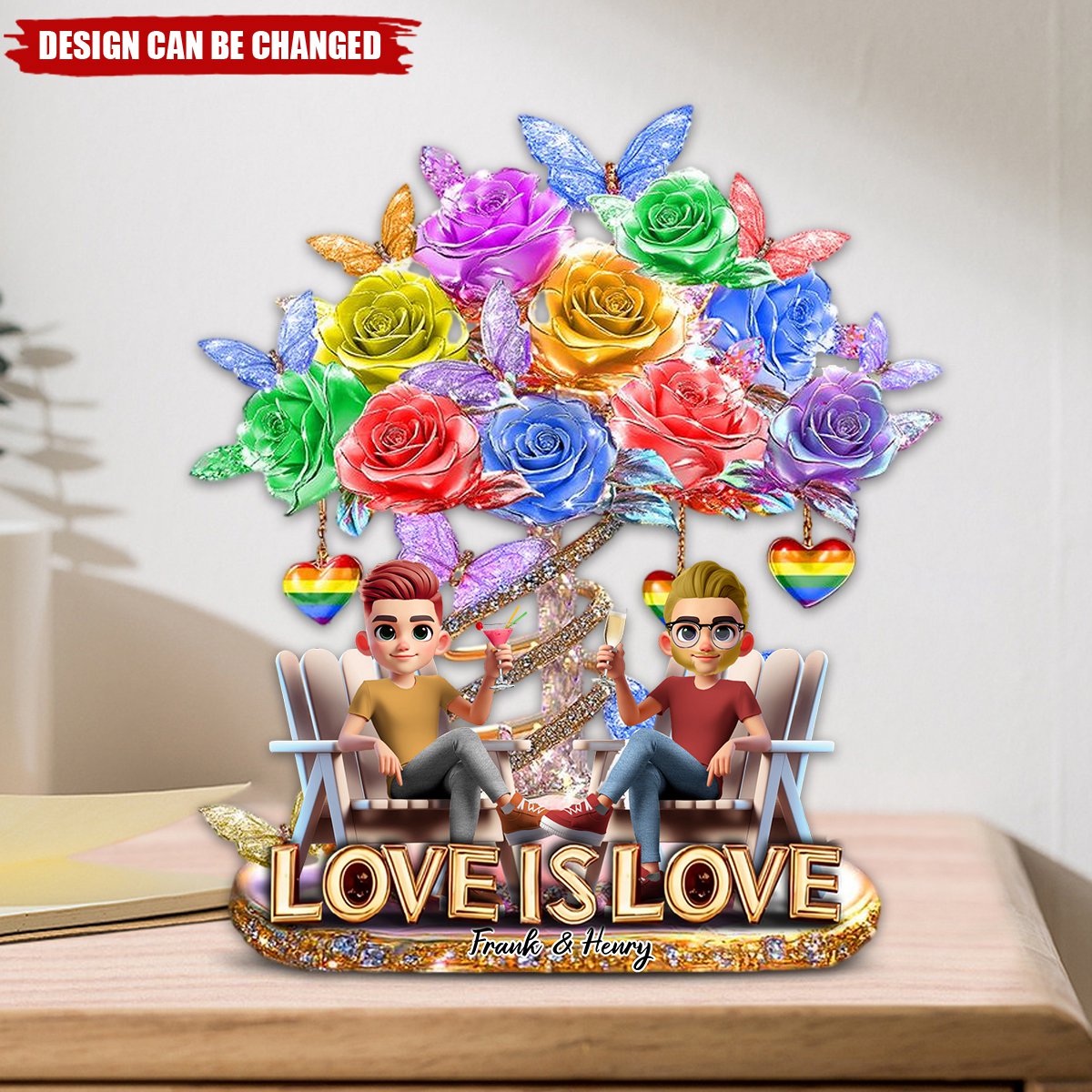 Love Is Love - Personalized LGBT Support Custom Shaped Acrylic Plaque