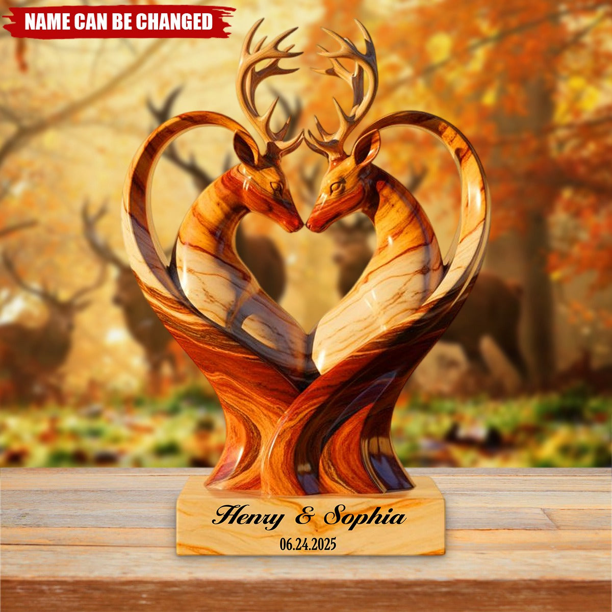 Deer Couple Acrylic Plaque - Personalized Anniversary Gifts For Couple