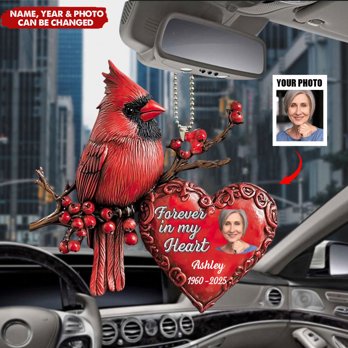 Forever In My Heart - Personalized Car Hanging Acrylic Ornament