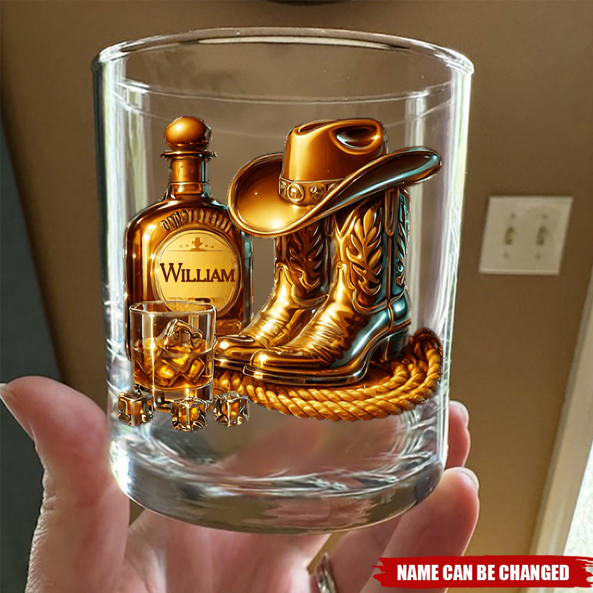 Cowboy Boots Hat - Personalized Whisky Whiskey Glass