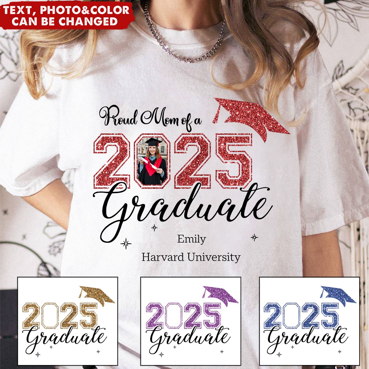 Proud Mom Of A 2025 Graduater - Personalized Shirt - Graduation Family Shirt, 2025 Senior Party Uniform