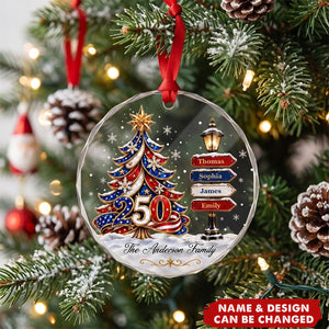 America 250 Family Tree - Personalized Glass Ornament