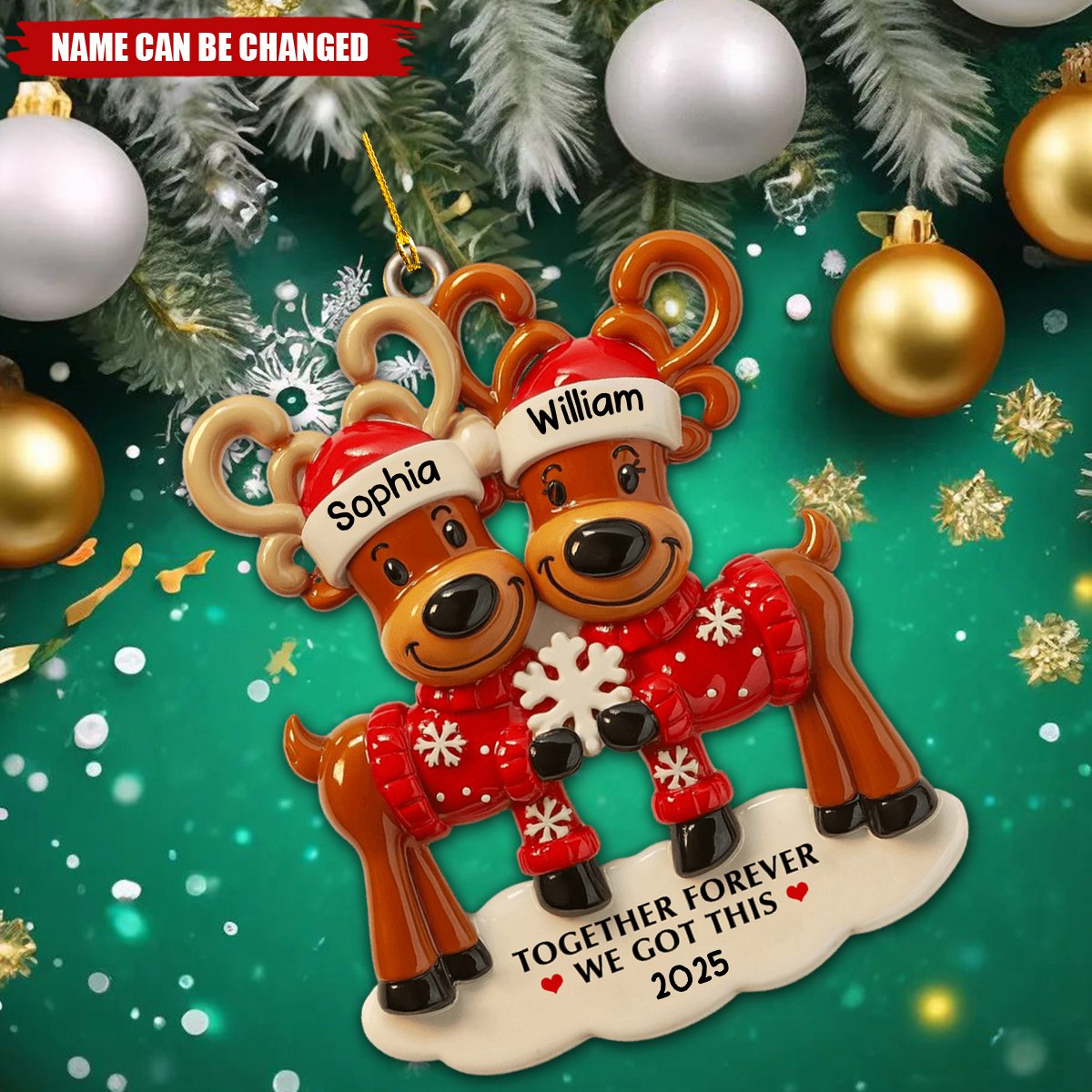Together Forever We Got This, Reindeer Ornament, Gift For Couples And Family