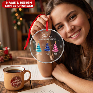 Custom Circle Glass Ornament - Personalized Christmas Birthday Gifts For Mom, Dad, Brother, Sister - Merry Moments Together