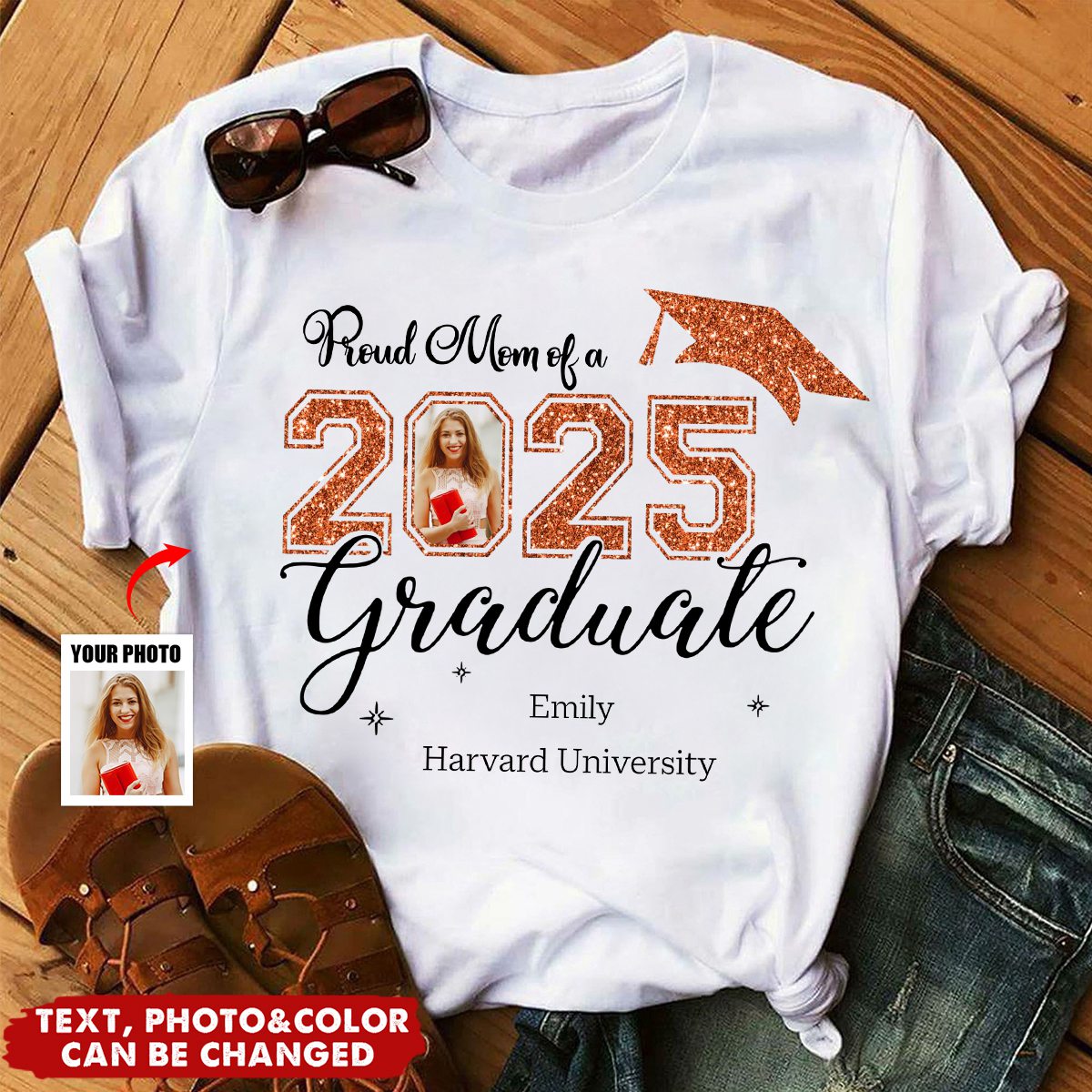 Proud Mom Of A 2025 Graduater - Personalized Shirt - Graduation Family Shirt, 2025 Senior Party Uniform