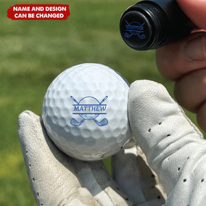 Personalized Golf Ball Stamp Gift with Metal Case - Custom Initials for Golfers, Gift for Golfers