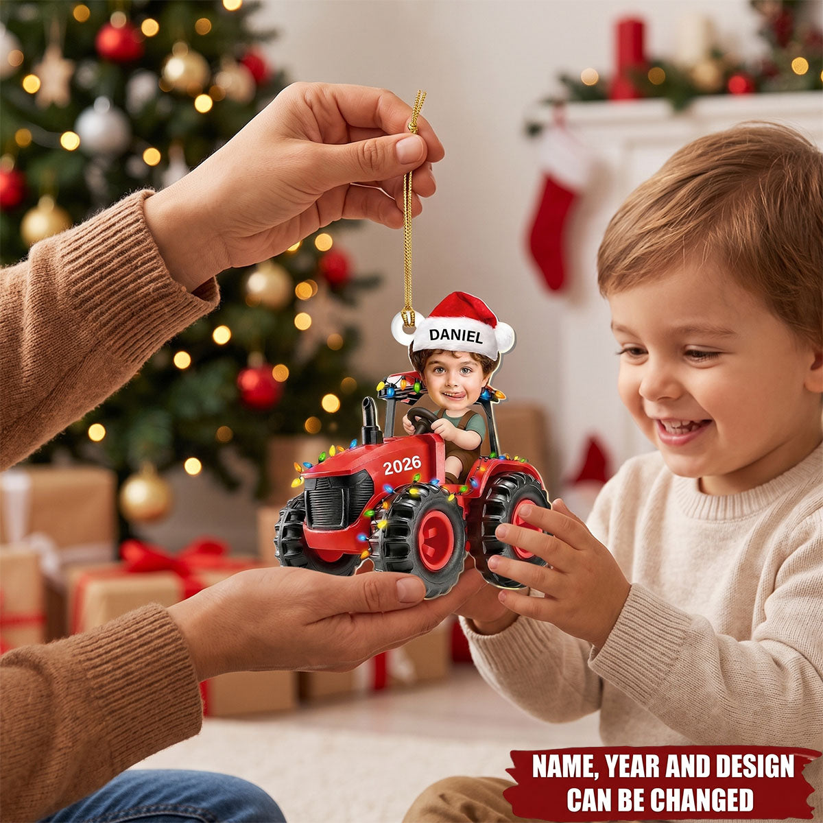 Custom Photo Tractor Farmer - Personalized Acrylic Ornament