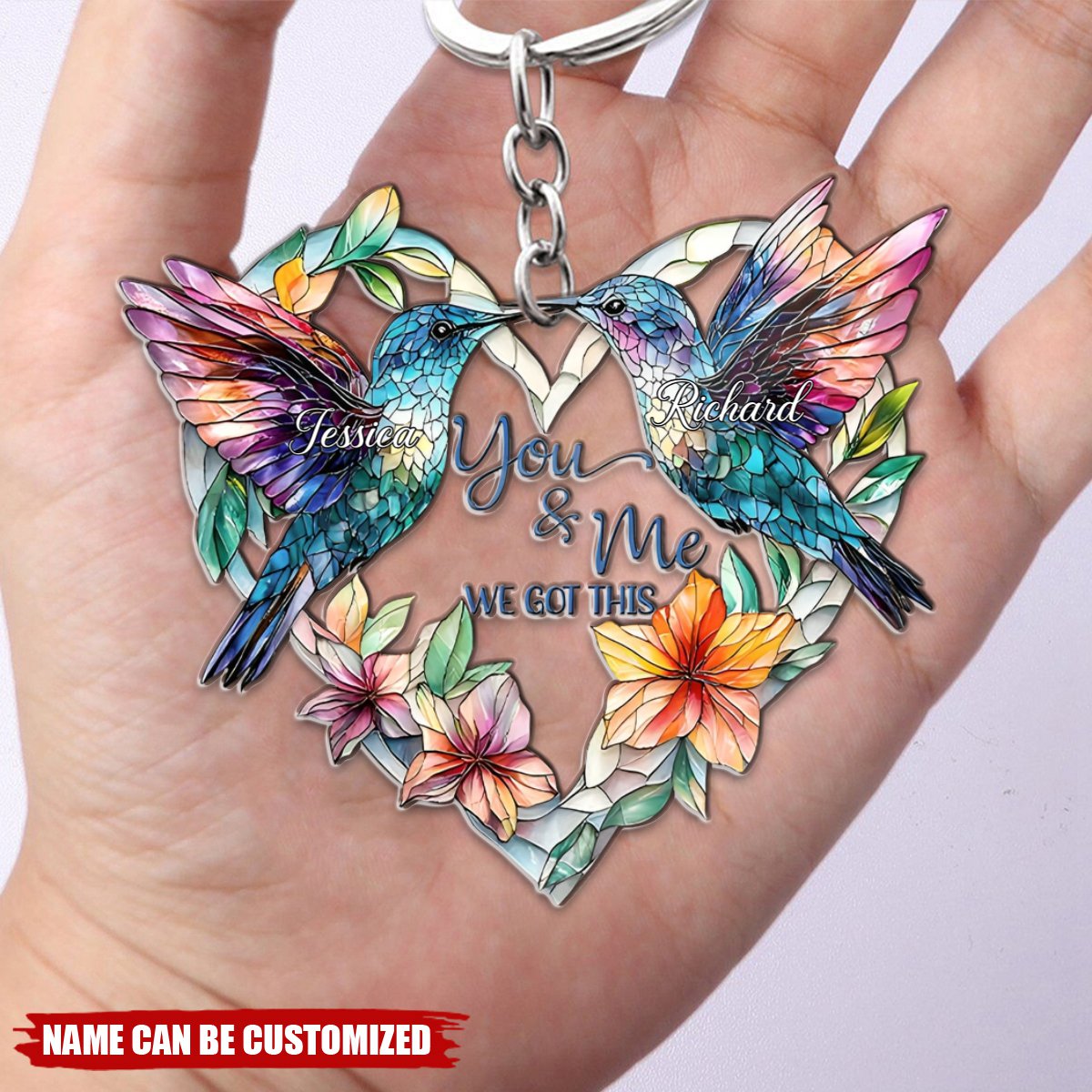 You & Me We Got This Hummingbird Couple Personalized Keychain