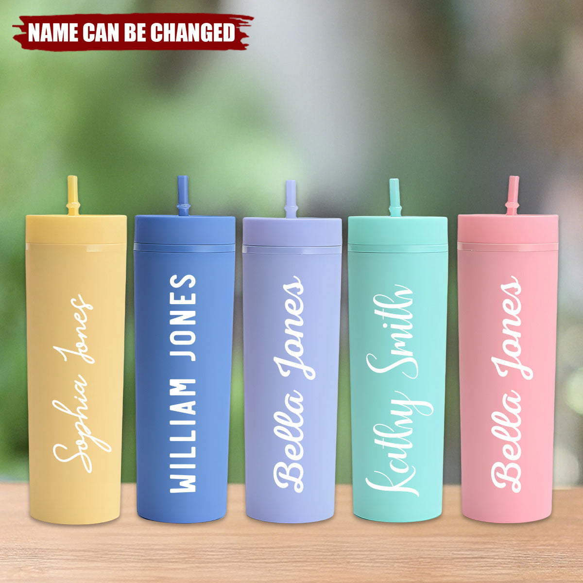 Personalized Frosted Double-Layer Plastic Cup - Multi-Color Slim Travel Cup