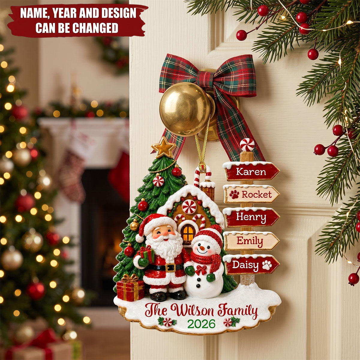 Family Signpost Christmas Custom Name - Personalized 1-Layer Acrylic Ornament